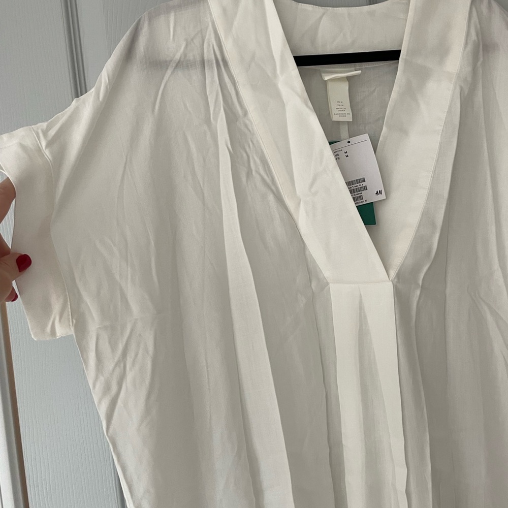 Oversized long white coverup
